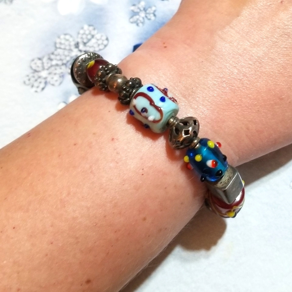 Retired Silpada Sterling Lampwork Glass Bracelet